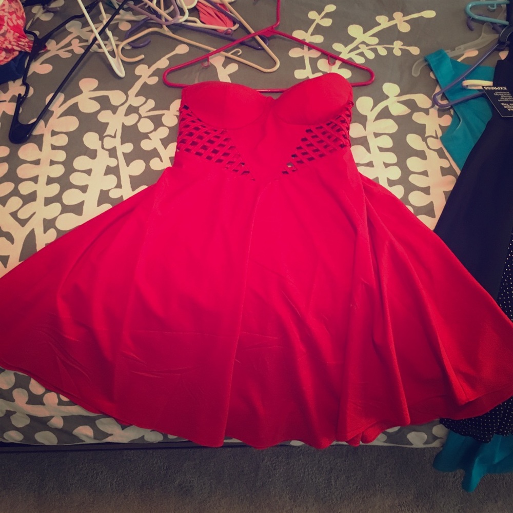 Red cut out Charlotte Russe strapless dress